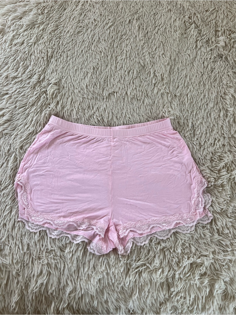 Women's Pink Lace-Trim Sleep Shorts
